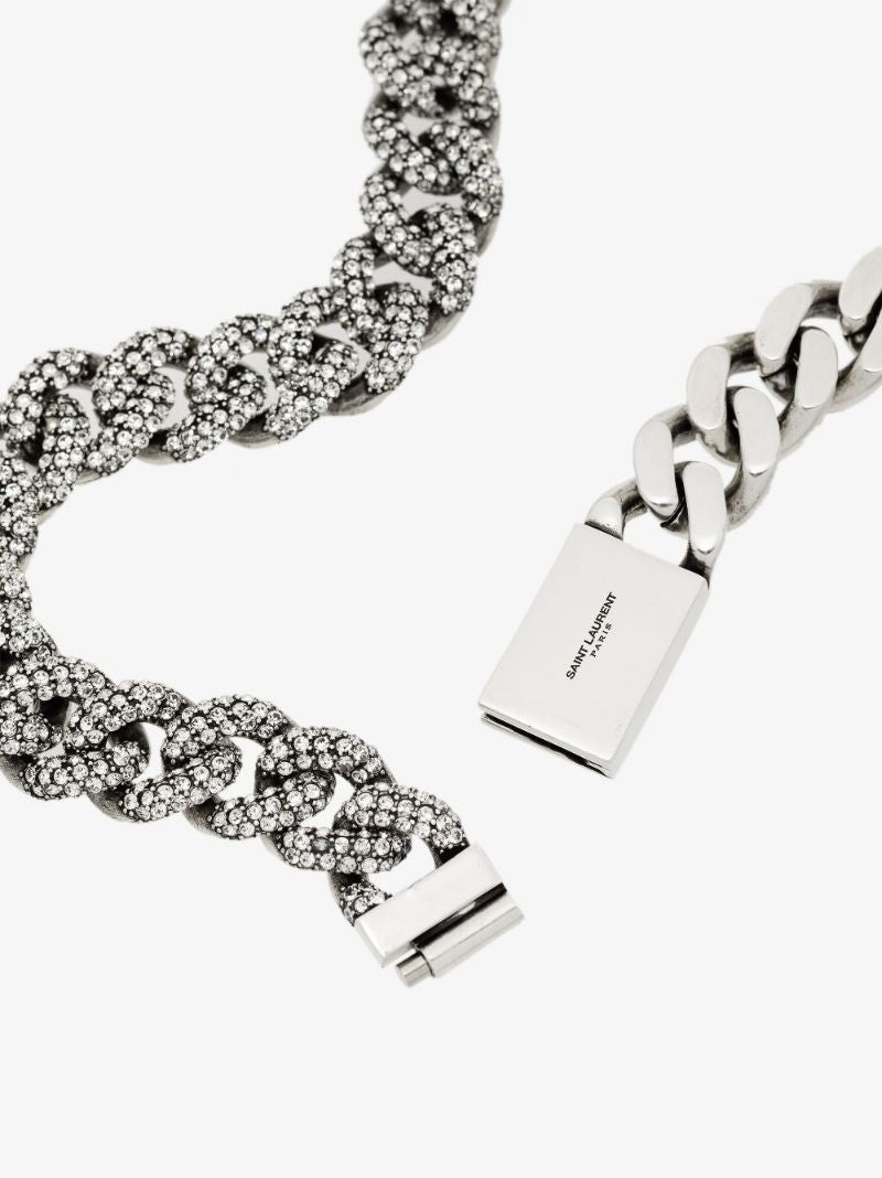 Silver-tone Crystal-embellished Chain Necklace