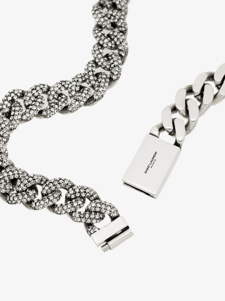 Silver-tone Crystal-embellished Chain Necklace