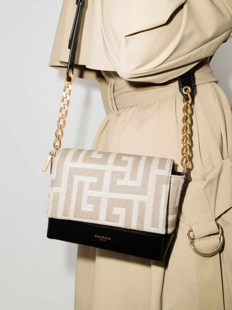 Neutral Folded Monogram Shoulder Bag
