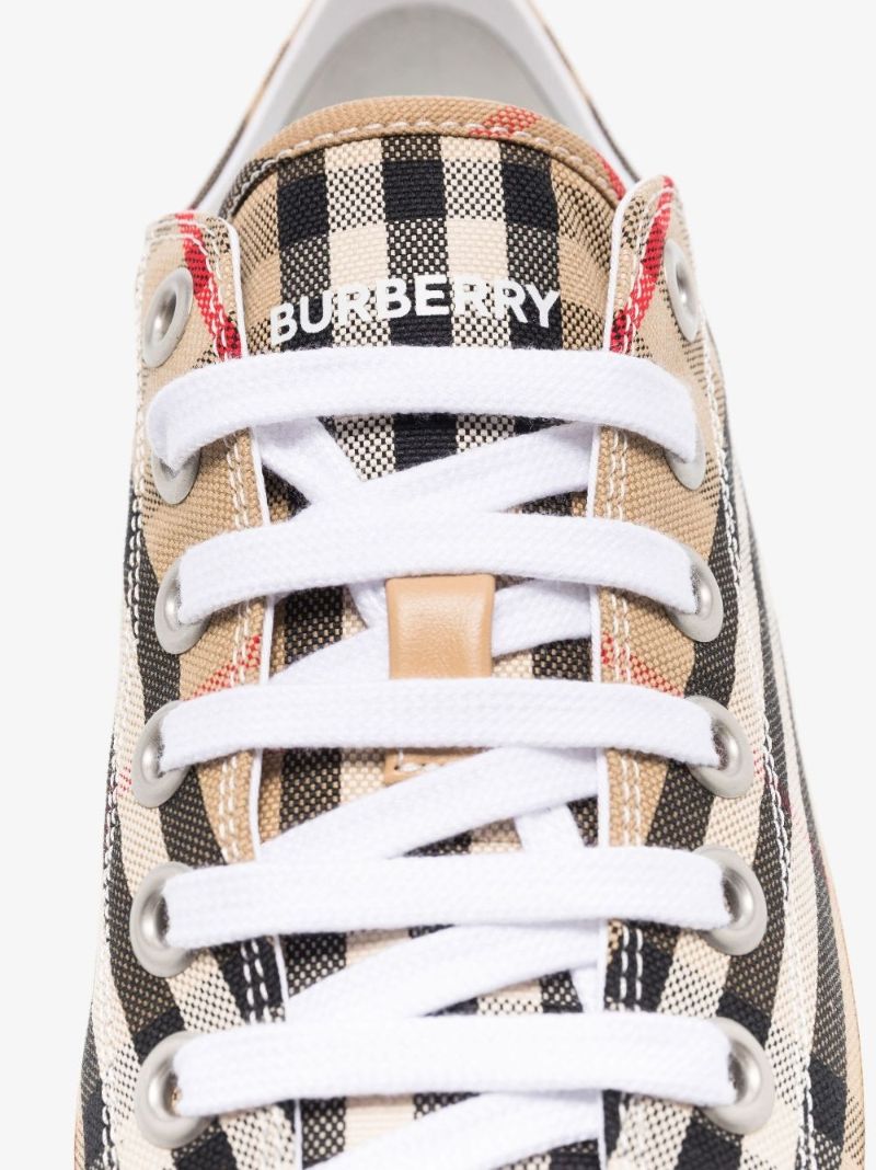 Neutral Vintage Check Cotton Sneakers