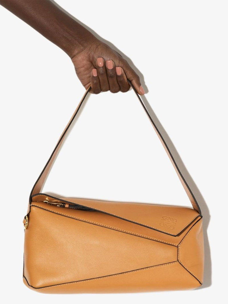 Brown Puzzle Leather Shoulder Bag