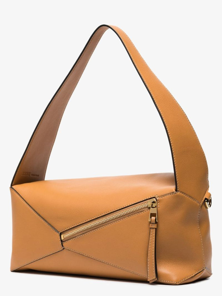 Brown Puzzle Leather Shoulder Bag