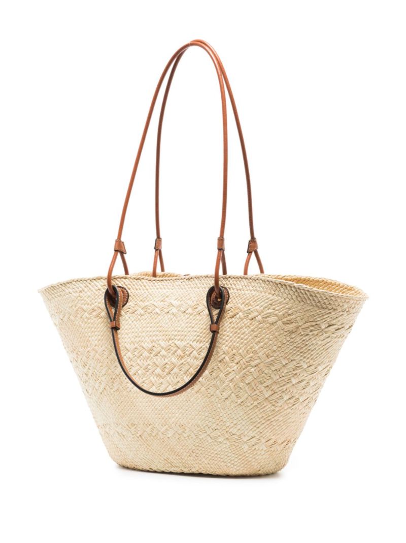 Neutral Anagram Basket Raffia Tote Bag