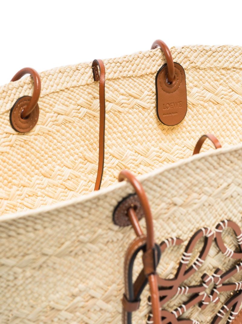 Neutral Anagram Basket Raffia Tote Bag