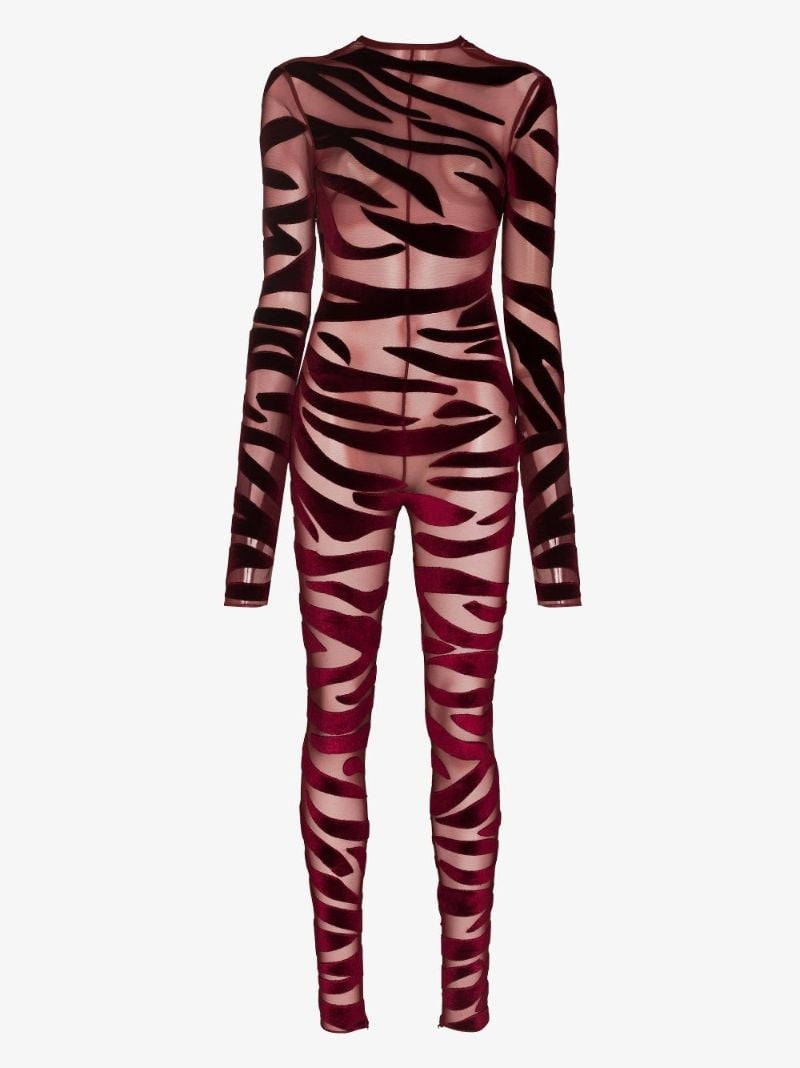 Tiger Print Sheer Jumpsuit