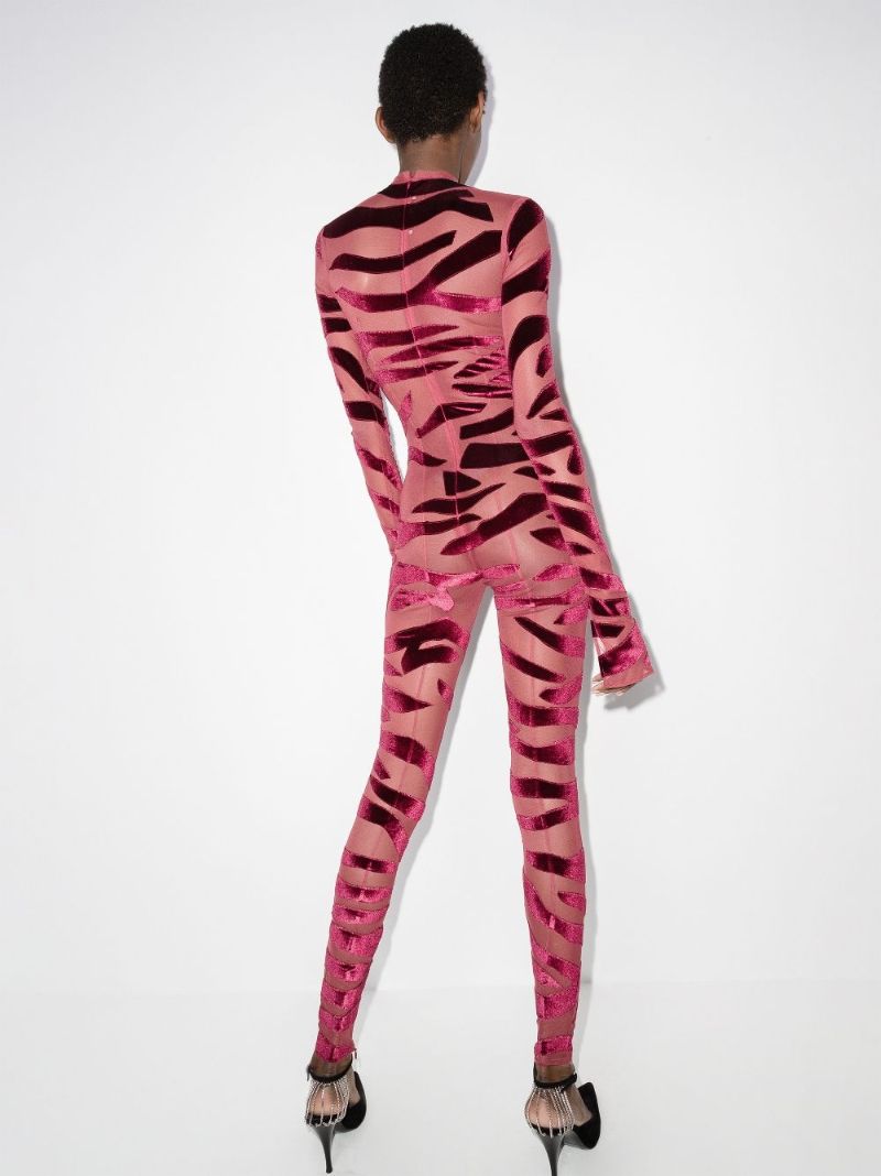 Tiger Print Sheer Jumpsuit