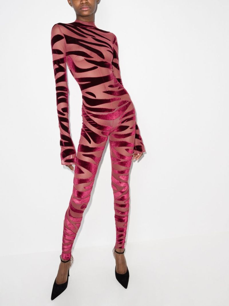 Tiger Print Sheer Jumpsuit