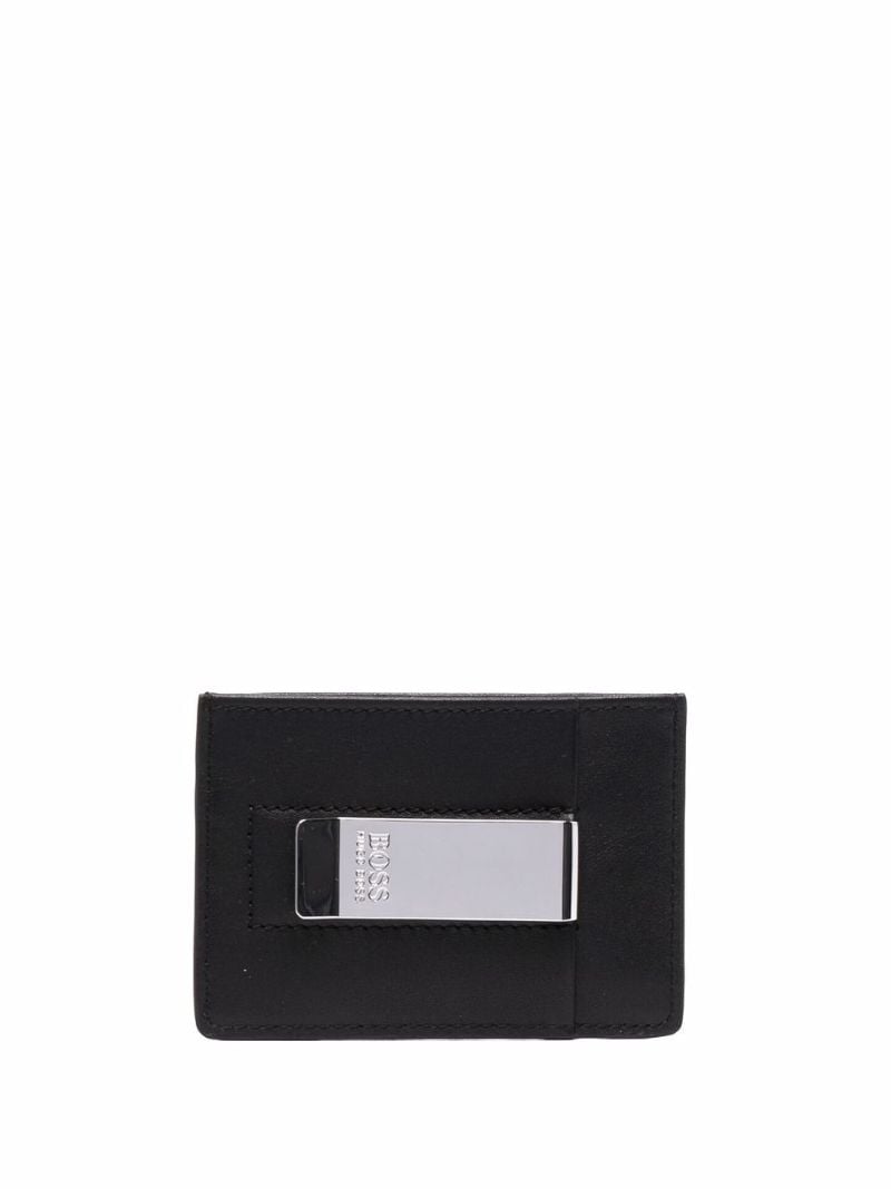 Black Clip on Leather Card Holder