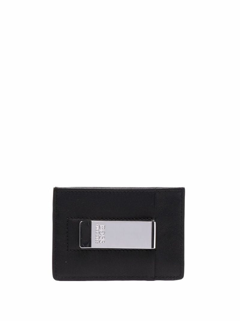 Black Clip on Leather Card Holder