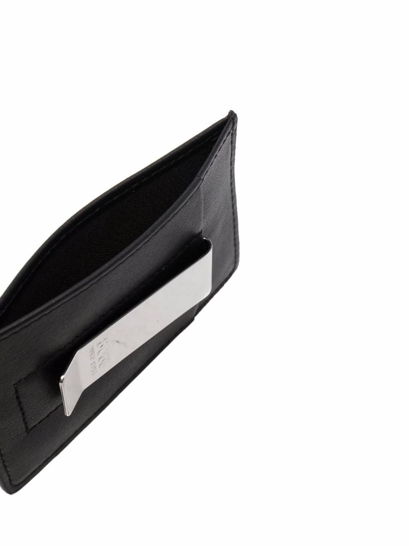 Black Clip on Leather Card Holder