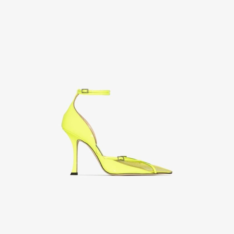 X Mugler Yellow 100 Mesh Leather Pumps