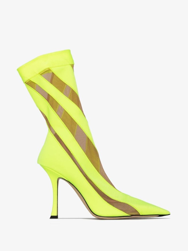 X Mugler Yellow 100 Spiral Sock Ankle Boots