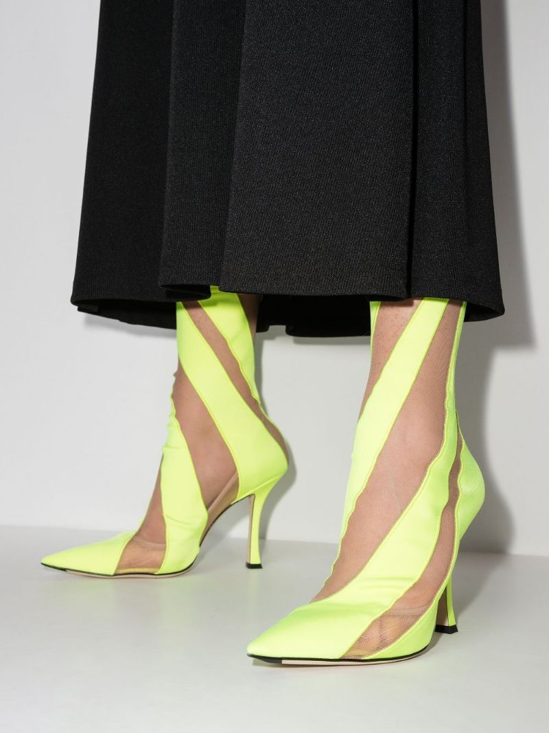 X Mugler Yellow 100 Spiral Sock Ankle Boots