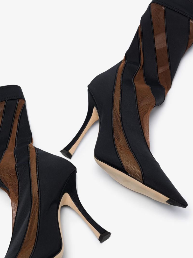 X Mugler Black 100 Spiral Sock Ankle Boots