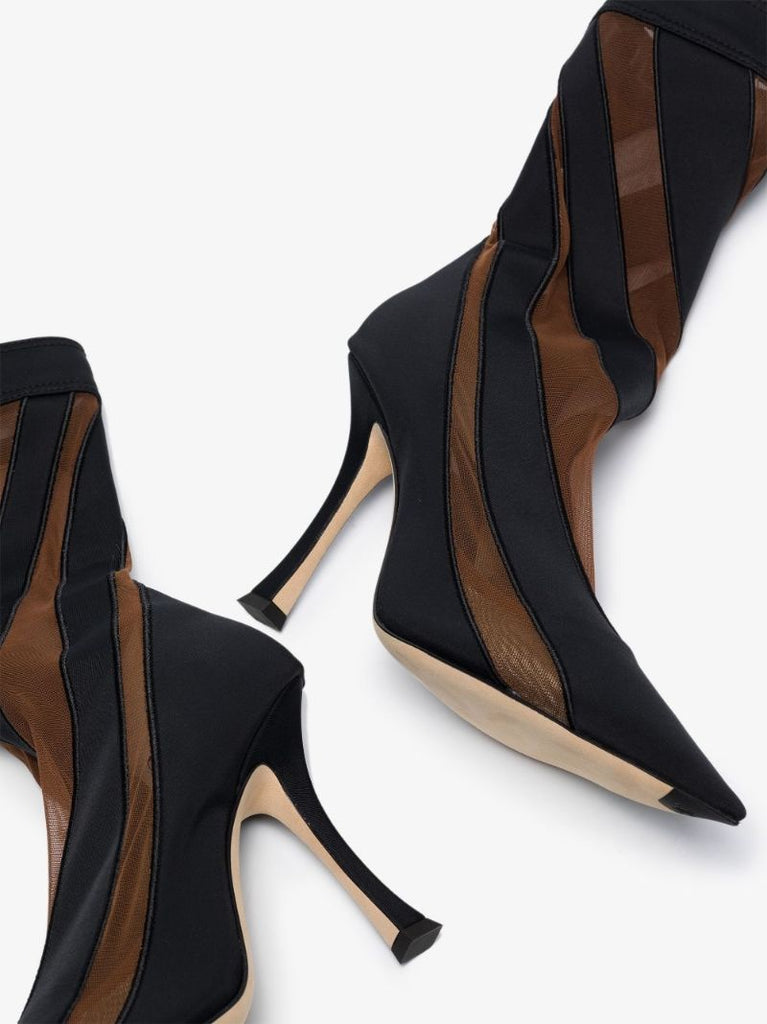X Mugler Black 100 Spiral Sock Ankle Boots