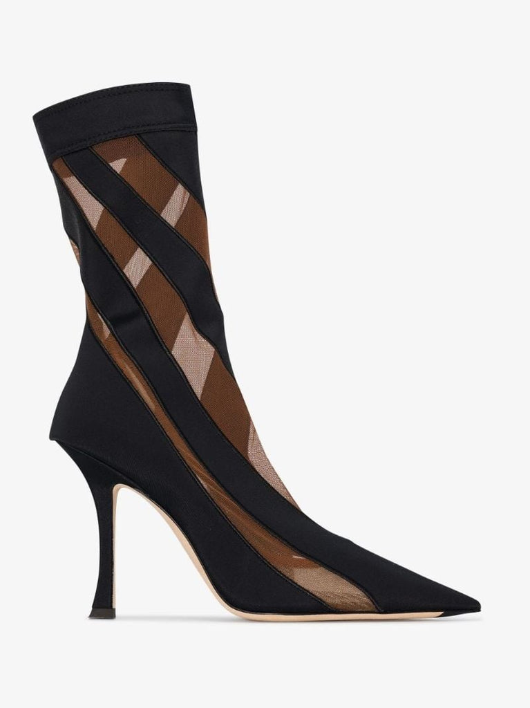X Mugler Black 100 Spiral Sock Ankle Boots