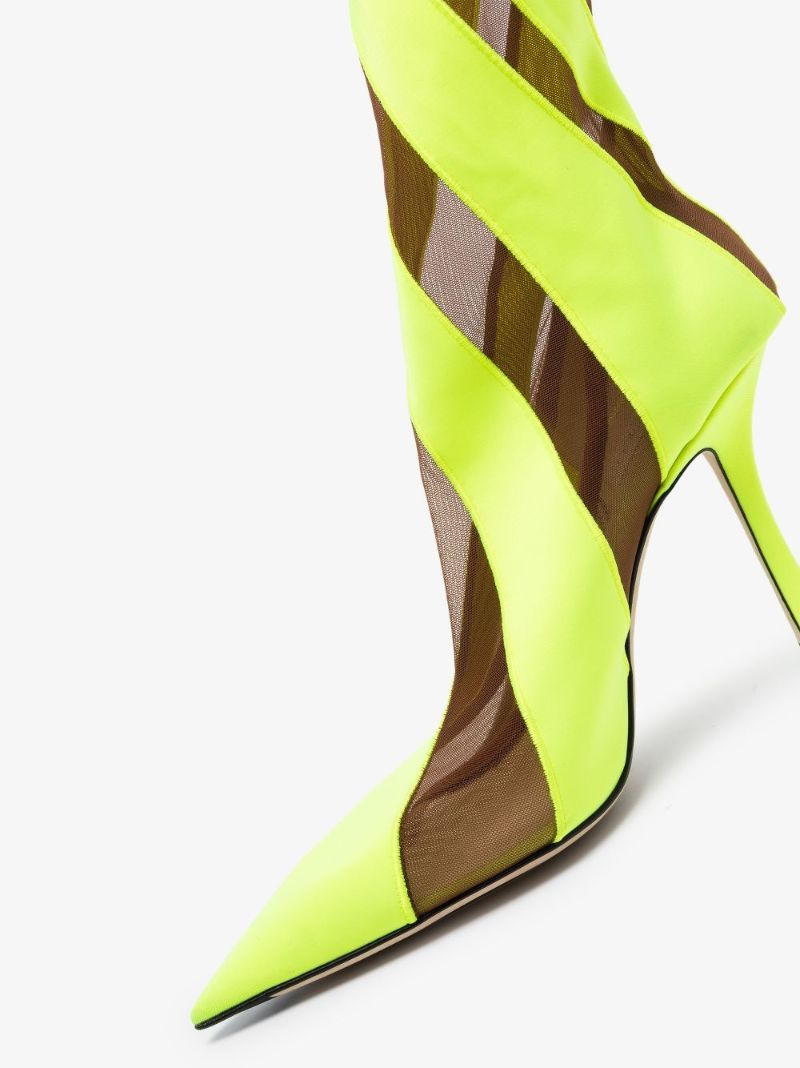 X Mugler Yellow 100 Spiral Sock Ankle Boots