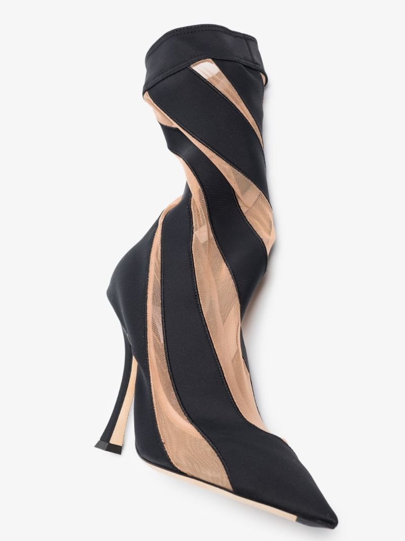 X Mugler Black 100 Spiral Sock Ankle Boots