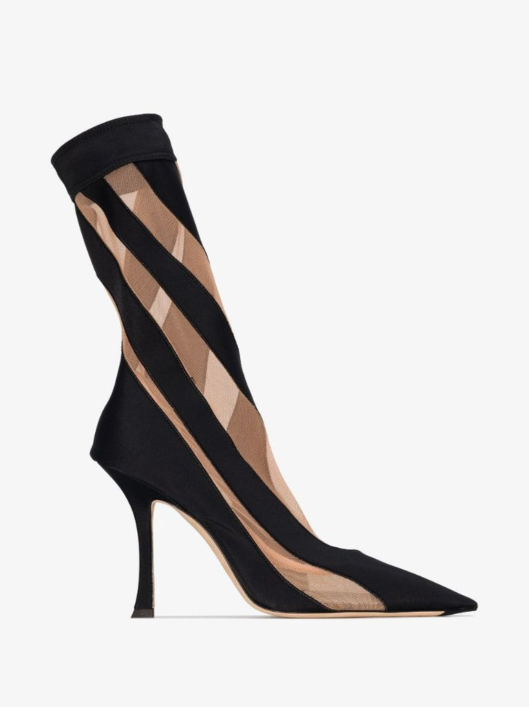X Mugler Black 100 Spiral Sock Ankle Boots