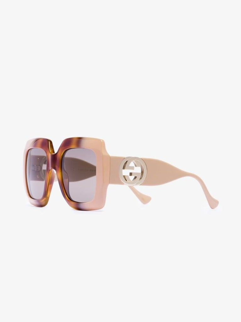 Brown Oversized Square Chain Sunglasses