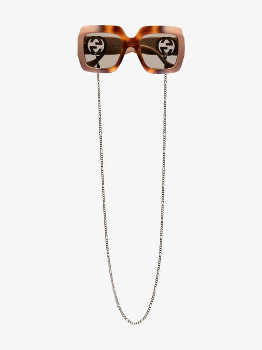 Brown Oversized Square Chain Sunglasses