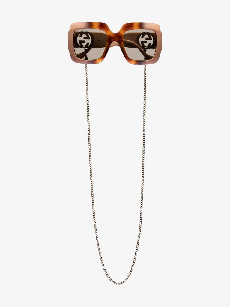 Brown Oversized Square Chain Sunglasses