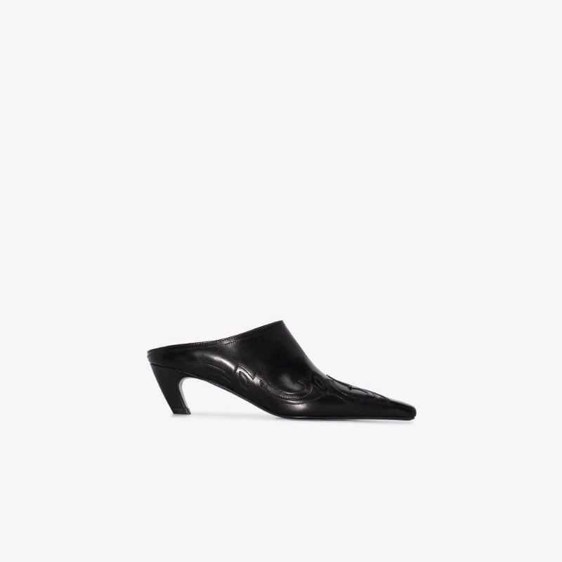 Black the Madison 45 Western Style Leather Mules