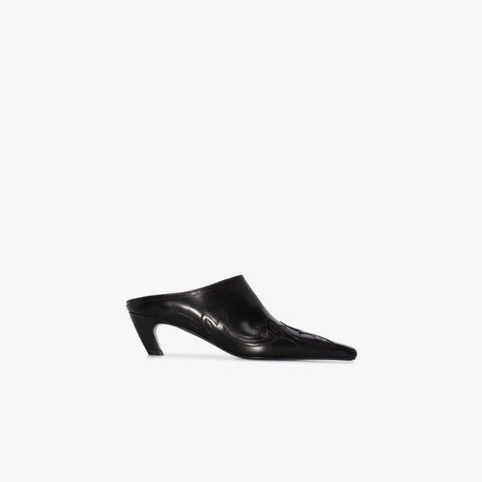 Black the Madison 45 Western Style Leather Mules