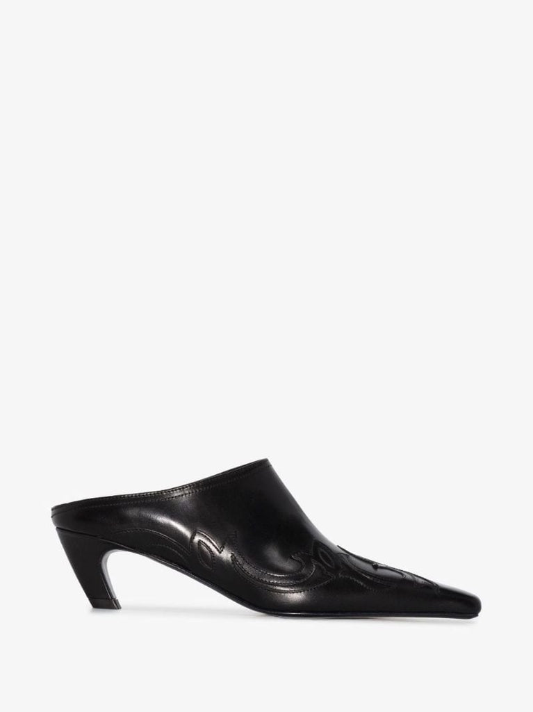 Black the Madison 45 Western Style Leather Mules