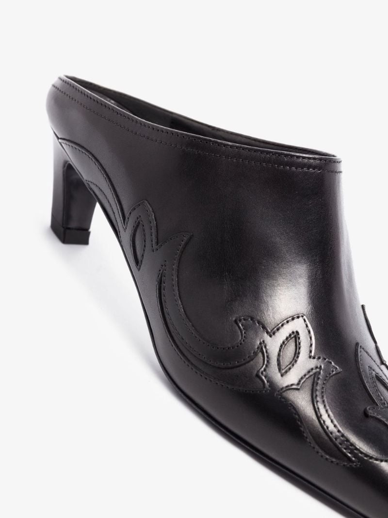 Black the Madison 45 Western Style Leather Mules