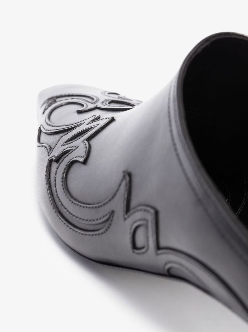 Black the Madison 45 Western Style Leather Mules