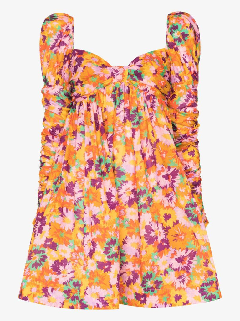 Orange Violet Twist Front Mini Dress