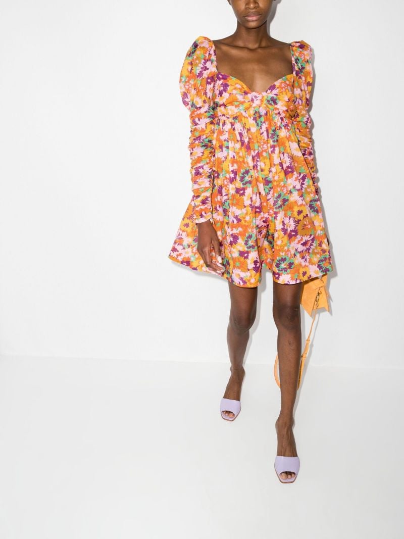 Orange Violet Twist Front Mini Dress