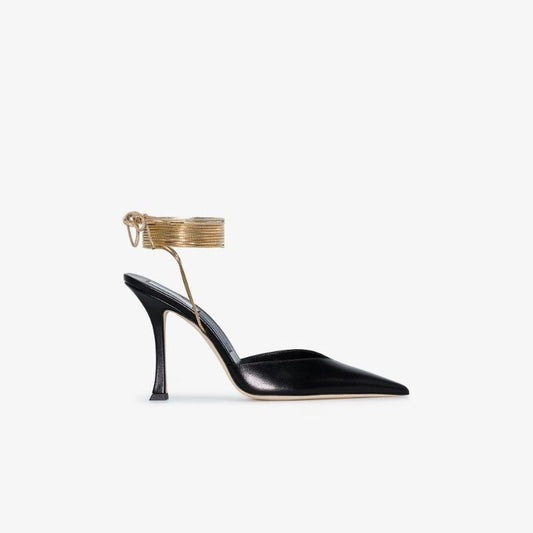 X Mugler Black 100 Leather Pumps