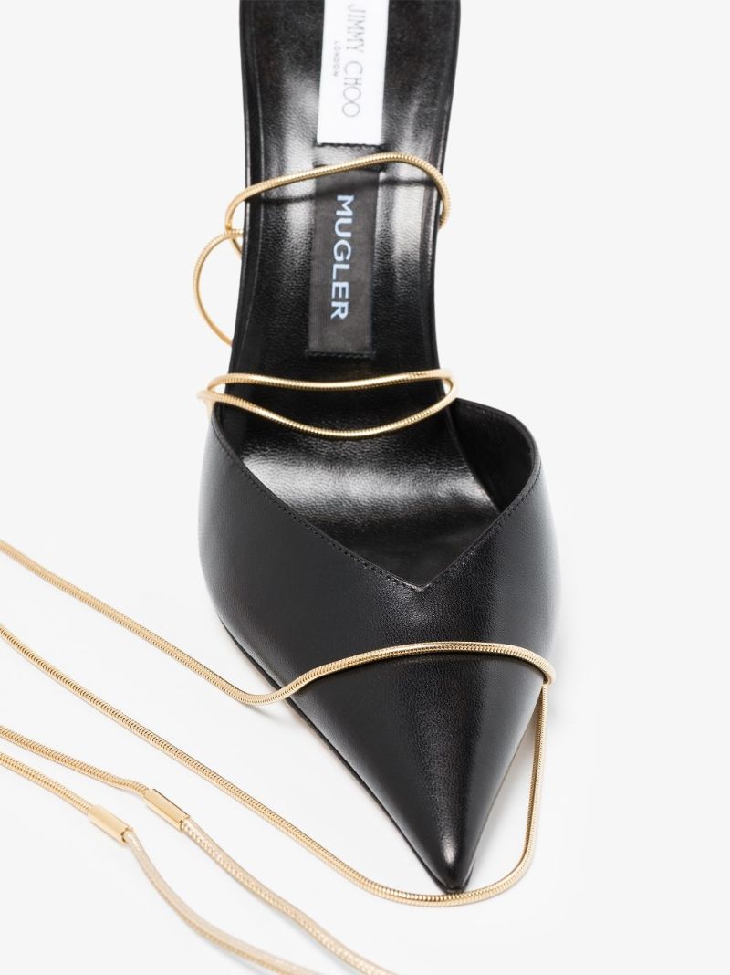 X Mugler Black 100 Leather Pumps