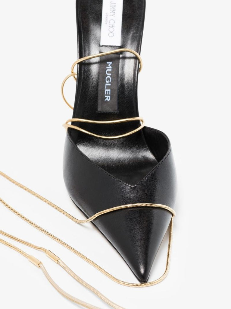 X Mugler Black 100 Leather Pumps