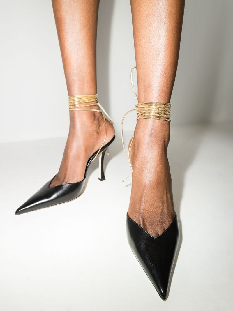 X Mugler Black 100 Leather Pumps