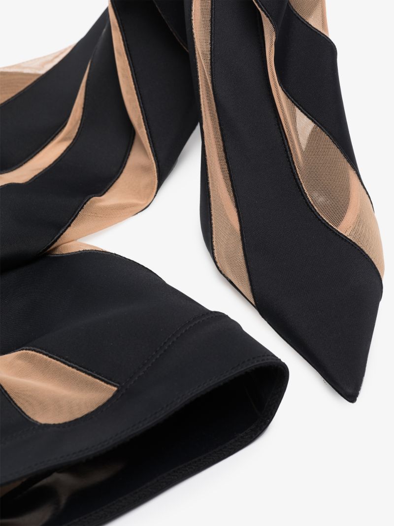 X Mugler Black 100 Spiral Thigh-high Boots
