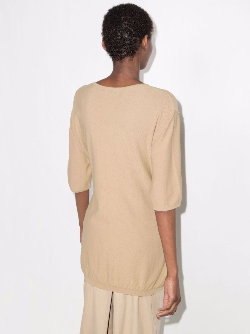 Neutral Tie-front Cotton Sweater