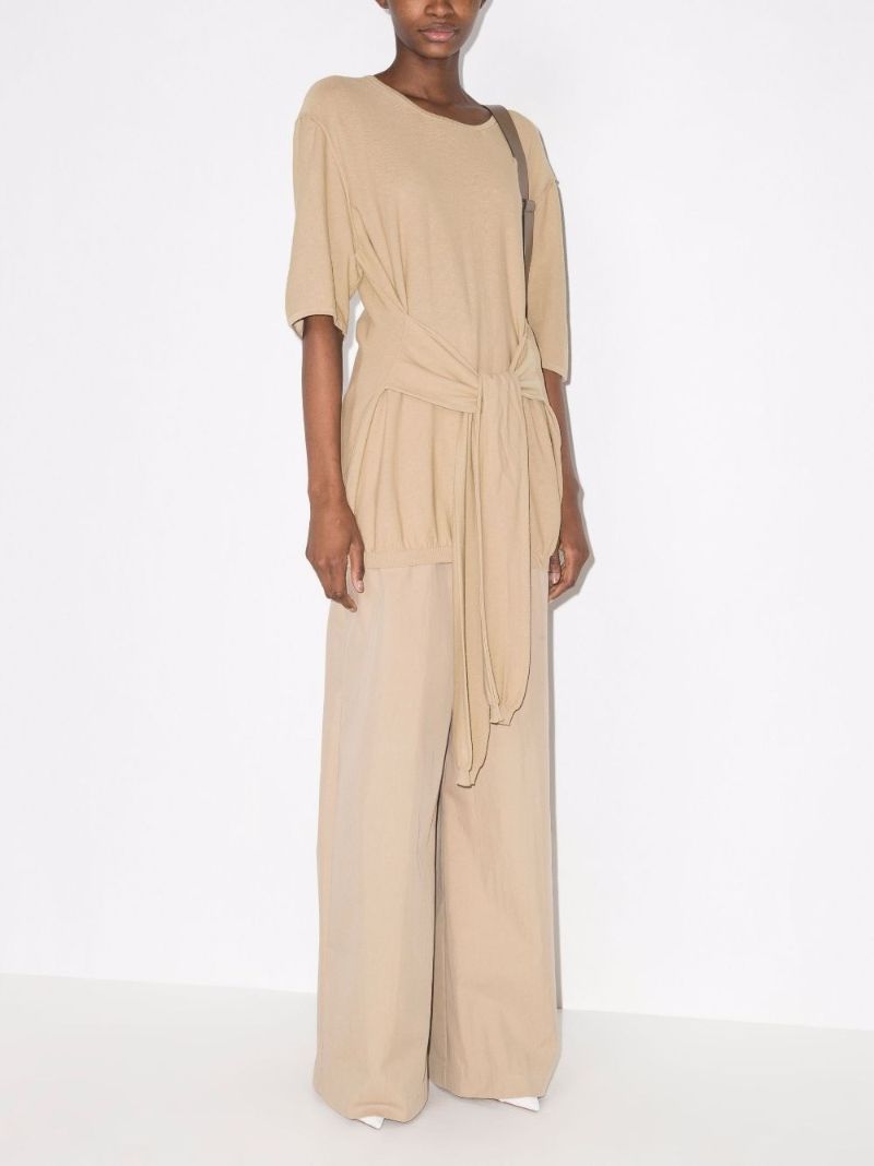 Neutral Tie-front Cotton Sweater