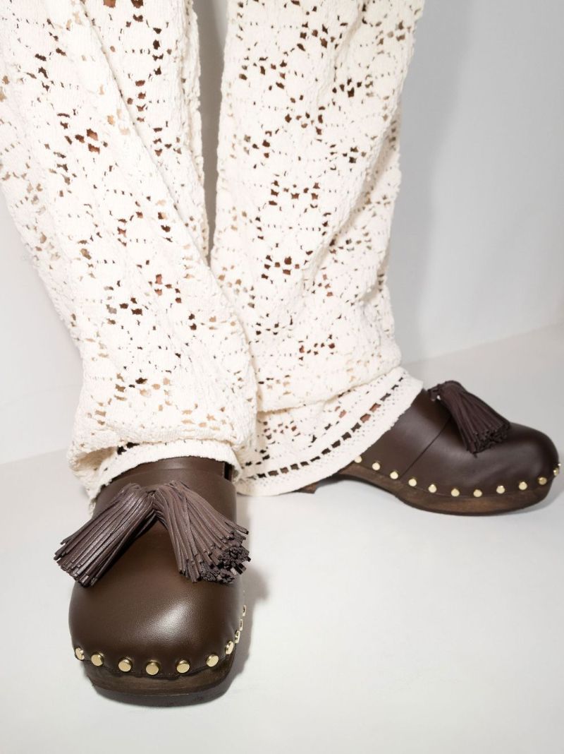 Brown Oliver Leather Clogs