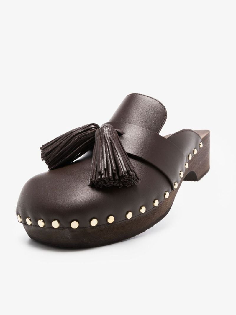 Brown Oliver Leather Clogs