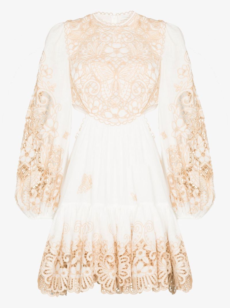 White Jeannie Embroidered Mini Dress