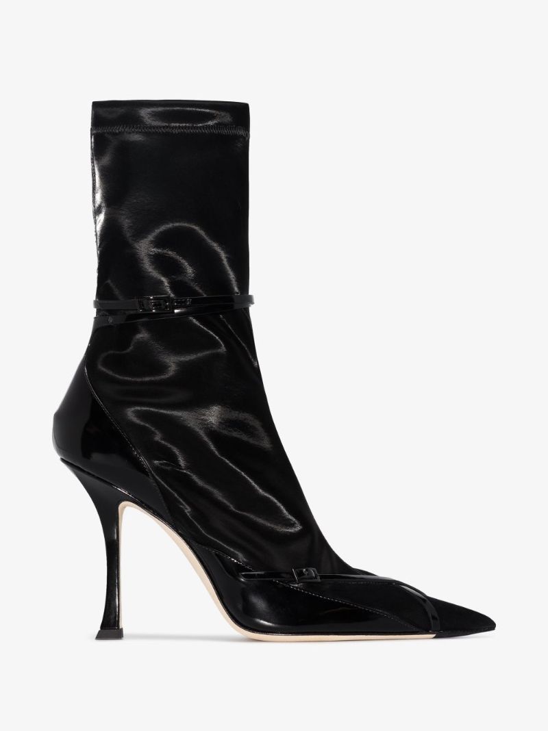 X Mugler Black 100 Harness Sock Ankle Boots