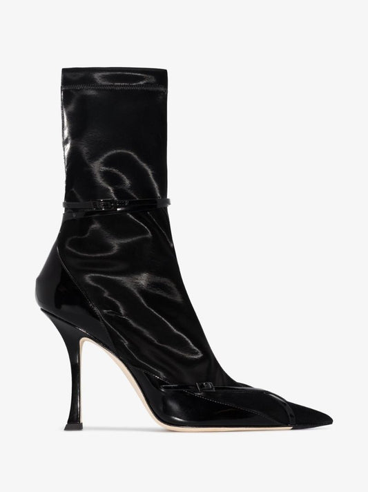 X Mugler Black 100 Harness Sock Ankle Boots
