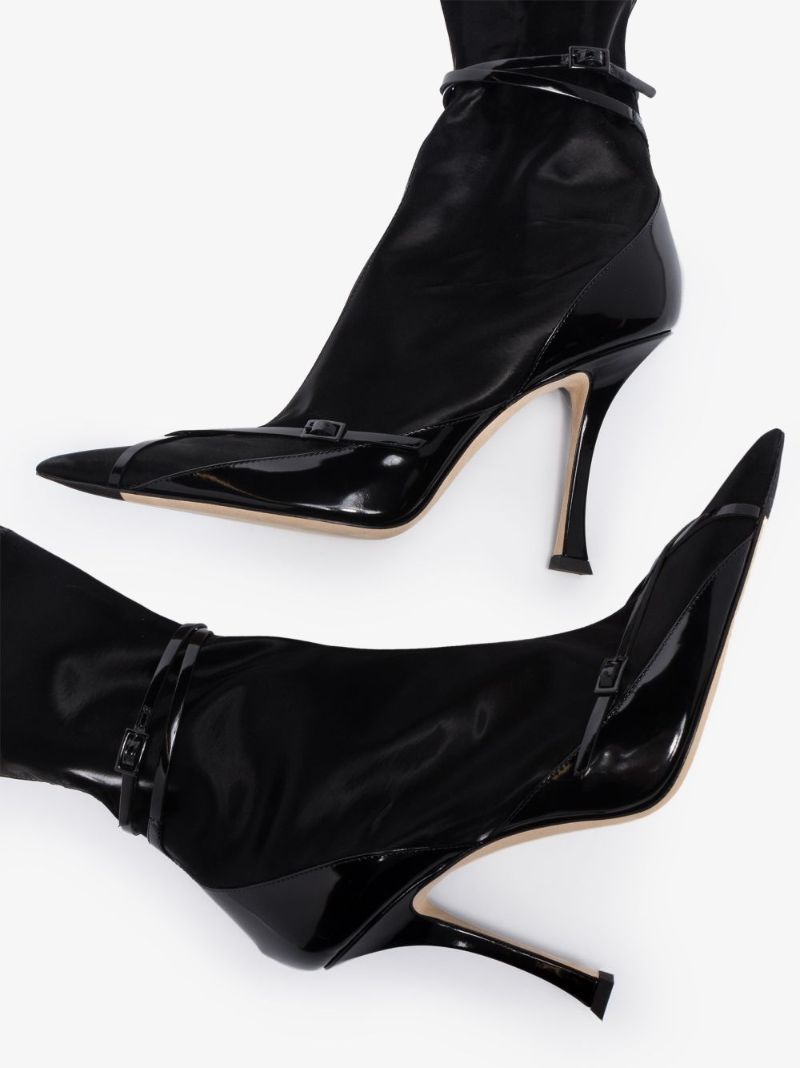 X Mugler Black 100 Harness Sock Ankle Boots