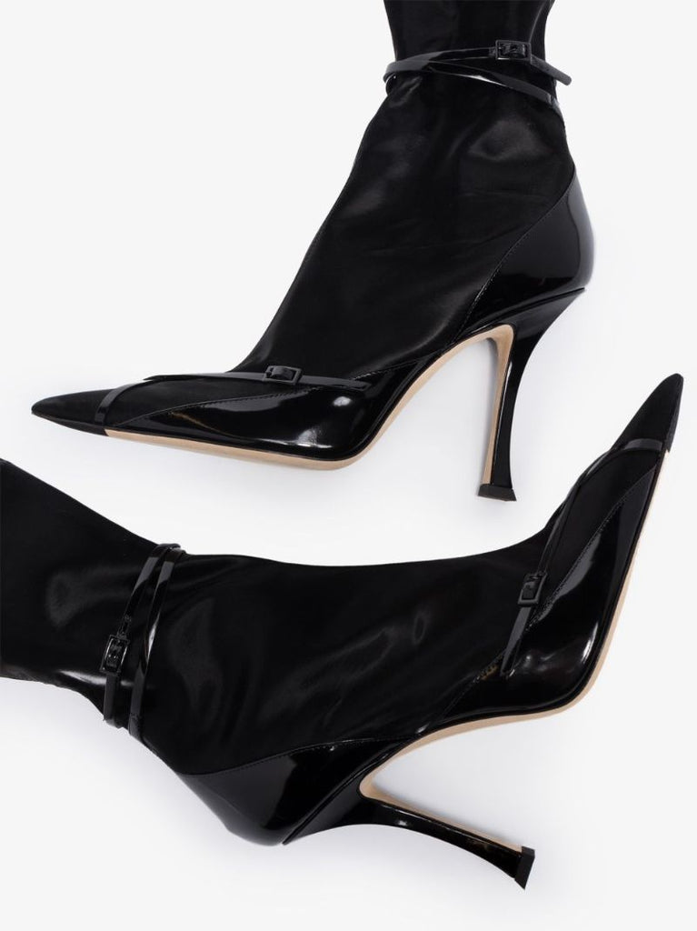 X Mugler Black 100 Harness Sock Ankle Boots