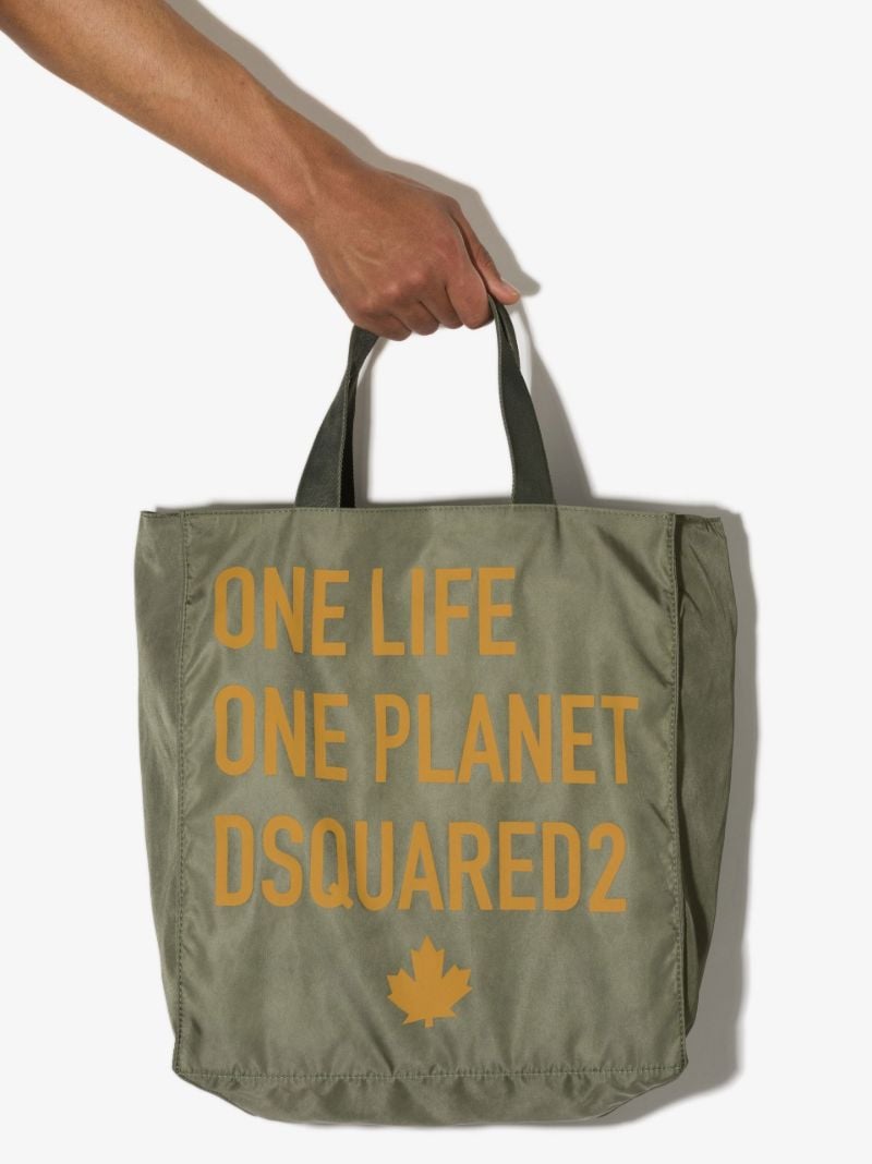 Green One Life Printed Tote Bag