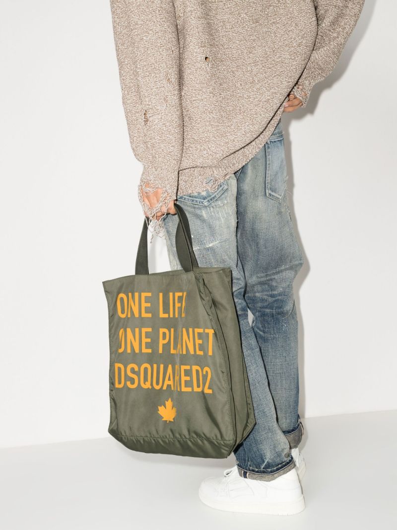 Green One Life Printed Tote Bag