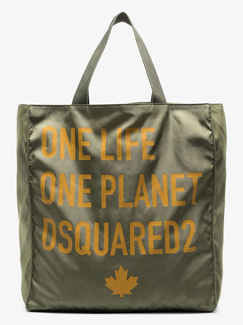 Green One Life Printed Tote Bag